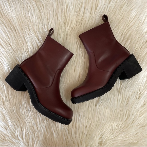 Jil Sander Shoes - JIL SANDER Leather Chunky Platform Heel Boots Size 39 (8) NWT